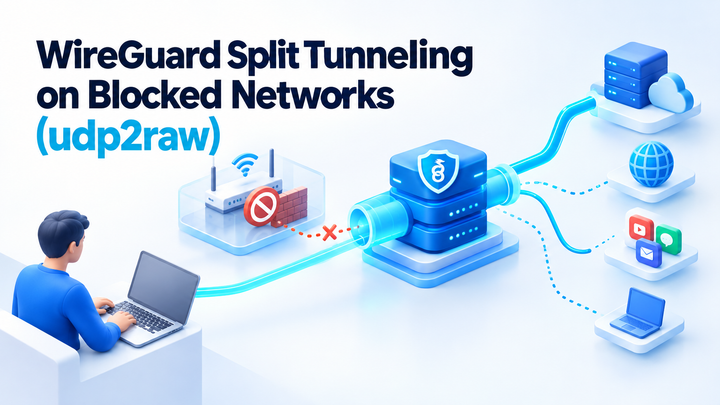WireGuard Split Tunneling on Blocked Networks (udp2raw)